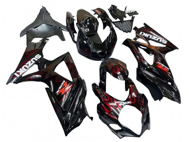 Carenados Moto Suzuki GSXR 1000 2007-2008 - Negro Rojo Llama Fabricantes