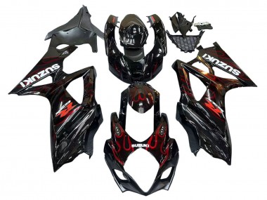 Carenados Moto Suzuki GSXR 1000 2007-2008 - Negro Rojo Llama Fabricantes