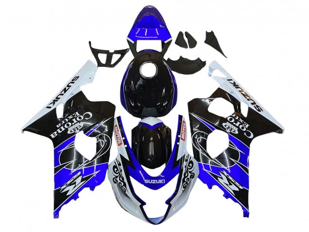 Carenado Moto Suzuki GSXR 600 / GSXR 750 2004-2005 - Blanco Azul Negro Corona Motul Fabricantes