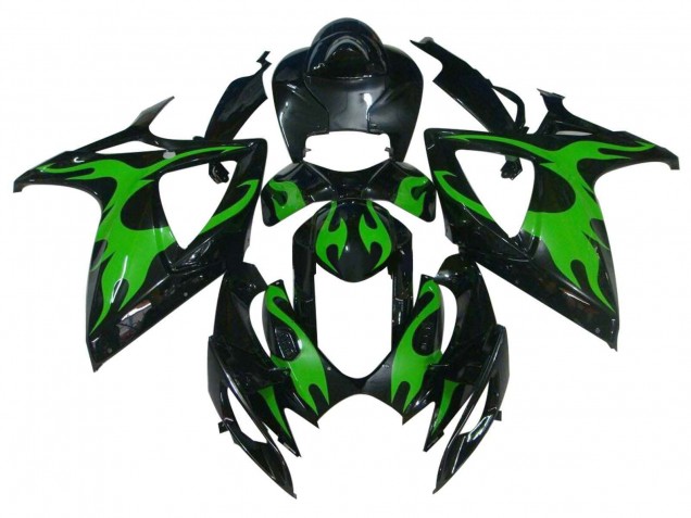 Carenados Moto Suzuki GSXR 600 / GSXR 750 2004-2005 - Negro Brillante Verde Llama Fabricantes