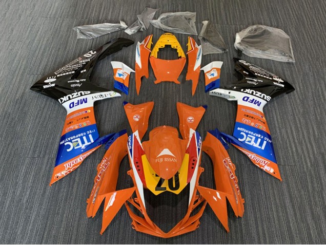 Carenados Moto Suzuki GSXR 600 / GSXR 750 2008-2010 - Naranja Azul Blanco Negro ITEC Fabricantes