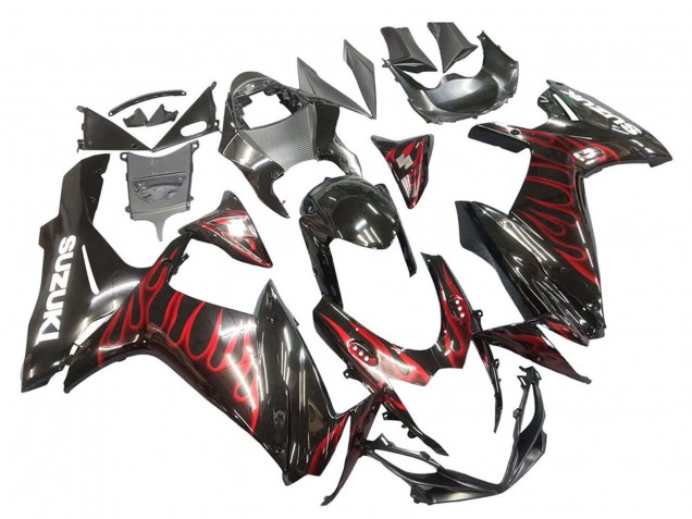 Carenados Moto Suzuki GSXR 600 / GSXR 750 2011-2024 - Negro Brillante Rojo Llama Fabricantes