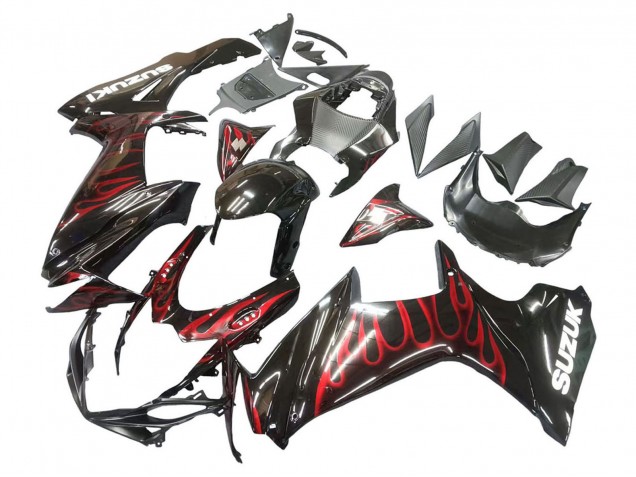Carenados Moto Suzuki GSXR 600 / GSXR 750 2011-2024 - Negro Brillante Rojo Llama Fabricantes