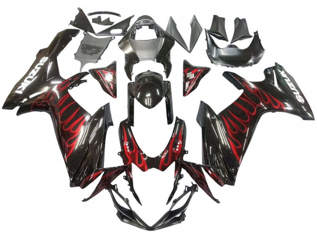 Carenados Moto Suzuki GSXR 600 / GSXR 750 2011-2024 - Negro Brillante Rojo Llama Fabricantes