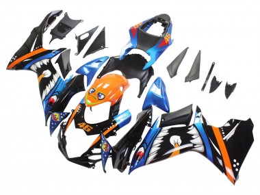 Carenados Moto Suzuki GSXR 600 / GSXR 750 2011-2024 - Azul Claro Naranja Negro Blanco Tiburón 46 Fabricantes