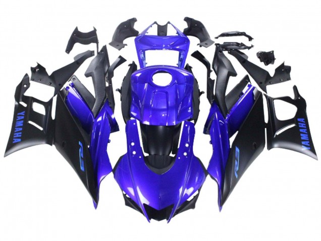 Carenado Moto Yamaha YZF R3/R25 2022-2024 - Azul Negro Mate Fabricantes