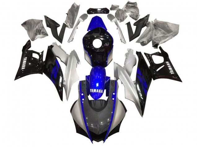 Carenado Moto Yamaha YZF R3/R25 2022-2024 - Plata Azul Negro FibraCarbono Estilo Fabricantes