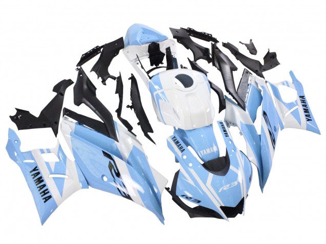 Carenados Moto Yamaha YZF R3/R25 2022-2024 - Blanco Azul Claro Fabricantes