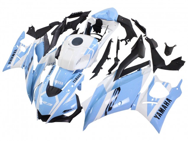 Carenados Moto Yamaha YZF R3/R25 2022-2024 - Blanco Azul Claro Fabricantes