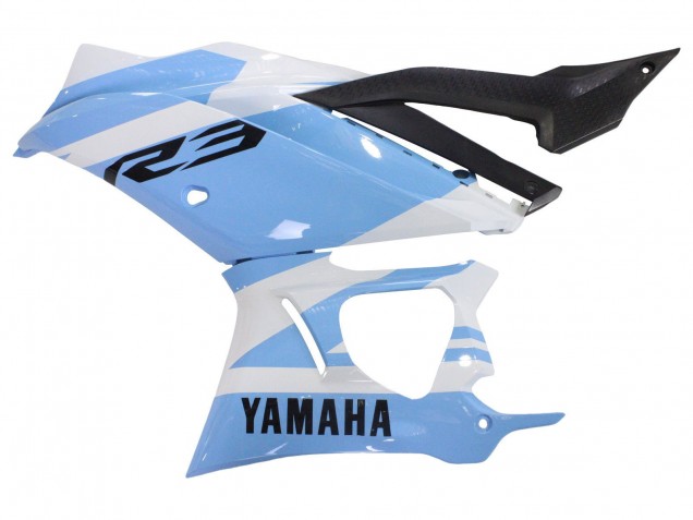 Carenados Moto Yamaha YZF R3/R25 2022-2024 - Blanco Azul Claro Fabricantes