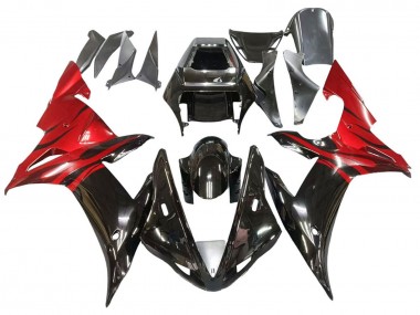 Carenados Moto Yamaha YZF 1000 R1 2002-2003 - Negro Brillante Rojo Llama Fabricantes