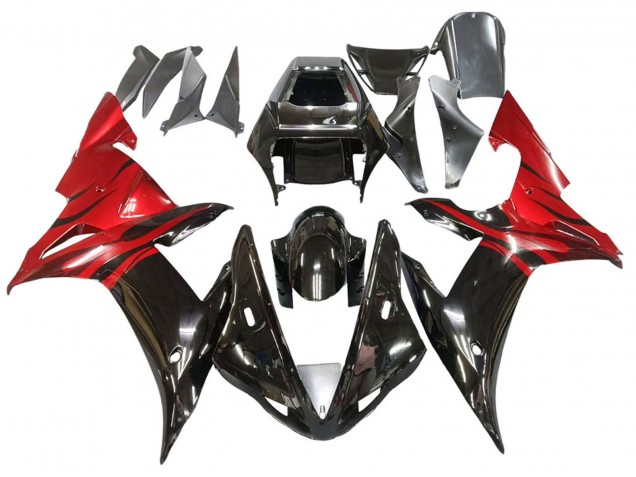 Carenados Moto Yamaha YZF 1000 R1 2002-2003 - Negro Brillante Rojo Llama Fabricantes