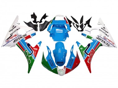 Carenados Moto Yamaha YZF R6 2003-2004 - Blanco Azul Verde Rojo Kastinee Dunlop Motul Fabricantes