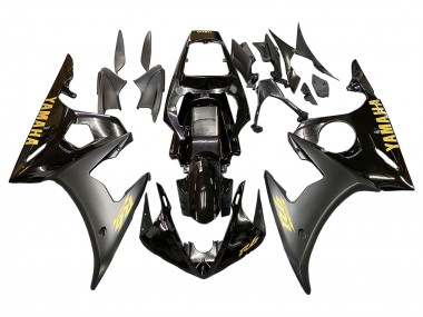 Carenados Moto Yamaha YZF R6 2003-2004 - Negro Brillante Negro Mate Oro Calcomanías Fabricantes