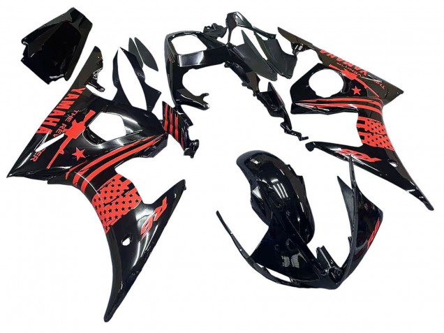 Carenado Moto Yamaha YZF R6 2003-2004 - Negro Brillante Rojo Fabricantes