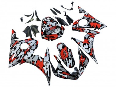 Carenados Moto Yamaha YZF R6 2003-2004 - Negro Rojo Gris Camouflage Fabricantes