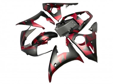 Carenados Moto Yamaha YZF 600 R6 2005 - Negro Mate Rojo Geométrico Fabricantes