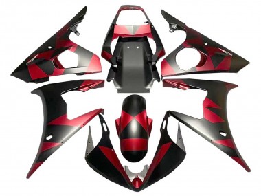 Carenados Moto Yamaha YZF 600 R6 2005 - Negro Mate Rojo Geométrico Fabricantes