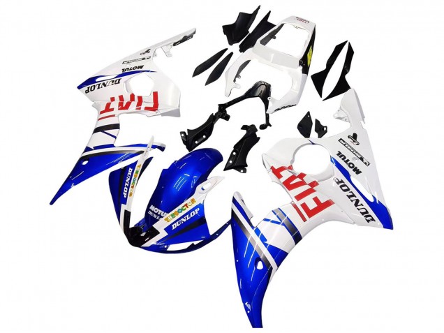Carenados Moto Yamaha YZF 600 R6 2005 - Blanco Azul Dunlop Fiat Motul Fabricantes