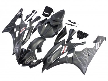Carenados Moto Yamaha YZF 600 R6 2006-2007 - Negro Mate Plata Llama Fabricantes