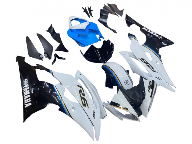 Carenado Moto Yamaha YZF 600 R6 2008-2016 - Blanco Azul Negro Brillante Fabricantes