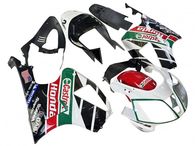 Carenados Moto Honda VTR1000 2000-2006 - Blanco Rojo Verde Negro Brillante Castrol Fabricantes