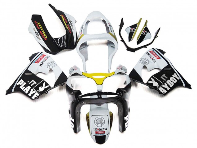 Carenados Moto Kawasaki ZX9R 2000-2001 - Blanco Amarillo Negro Brillante Playboy Fabricantes