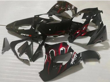 Carenado Moto Kawasaki ZX9R 2002-2003 - Negro Brillante Rojo Llama Fabricantes