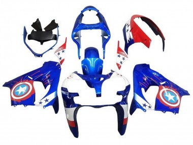 Carenados Moto Kawasaki ZX9R 2000-2001 - Azul Rojo Captain America Estrella Fabricantes