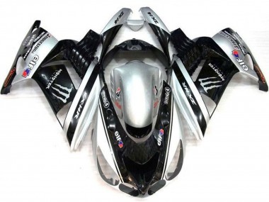 Carenados Moto Kawasaki ZX14R ZZR1400 2006-2011 - Plata Negro Elf Touch4 Monstruo Bridgestone Fabricantes