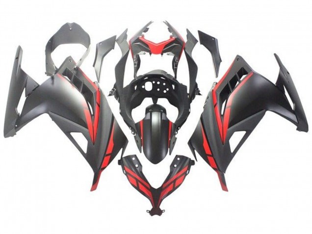Carenado Moto Kawasaki EX300 2013-2024 - Negro Mate Rojo Fabricantes