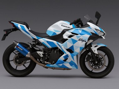 Carenados Moto Kawasaki Ninja 500 EX500R 2024-2025 - Blanco Azul Geométrico Fabricantes