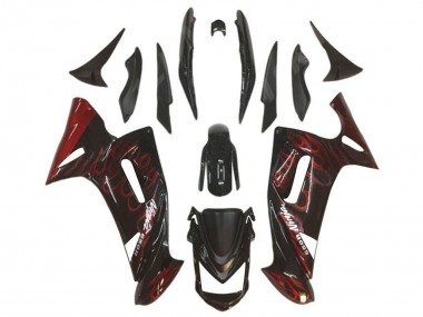 Carenados Moto Kawasaki Ninja 650 EX650 2006-2008 - Negro Brillante Rojo Llama Fabricantes
