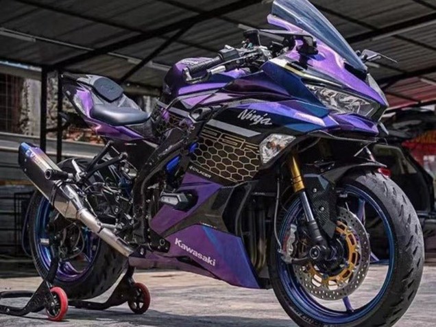 Carenados Moto Kawasaki ZX25R ZX-25R 2019-2025 - Púrpura Azul Oro Gradiente Honeycomb Fabricantes