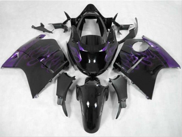 Carenado Moto Honda CBR1100XX Blackbird 1996-2007 - Negro Brillante Púrpura Llama Fabricantes