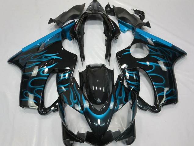 Carenados Moto Honda CBR600 F4i 2004-2007 - Negro Brillante Azul Claro Llama Fabricantes