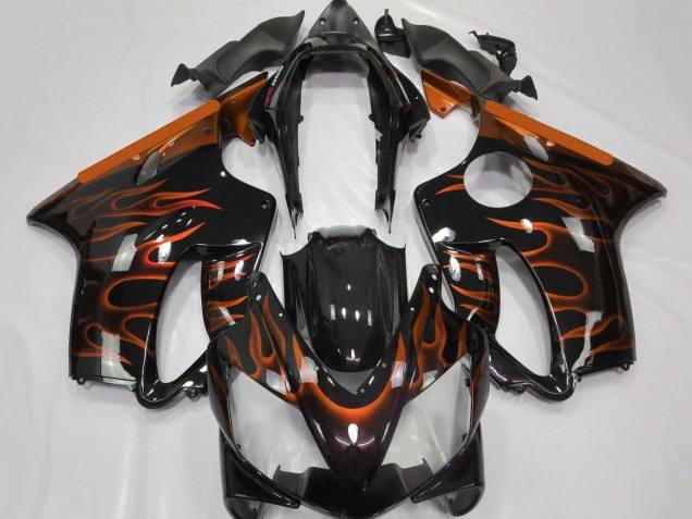 Carenados Moto Honda CBR600 F4i 2004-2007 - Negro Brillante Naranja Llama Fabricantes