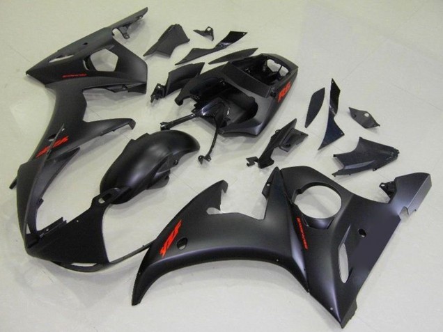 Carenados Moto Yamaha YZF R6 2003-2004 - Negro Mate Rojo Calcomanías Fabricantes