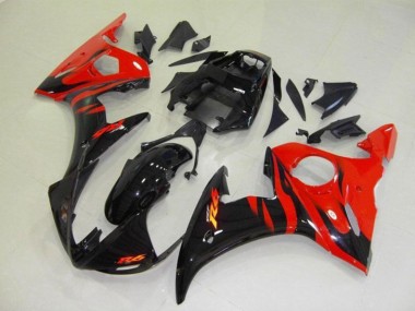Carenados Moto Yamaha YZF R6 2003-2004 - Negro Brillante Rojo Llama Fabricantes