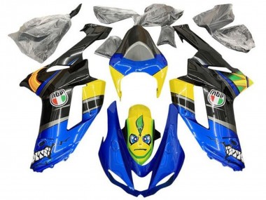 Carenados Moto Kawasaki ZX6R 2007-2008 - Azul Negro Amarillo Tiburón Fabricantes