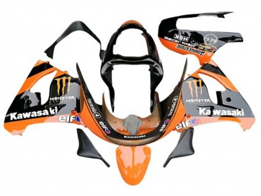 Carenados Moto Kawasaki ZX6R 2009-2012 - Naranja Negro Brillante Elf Monstruo Fabricantes