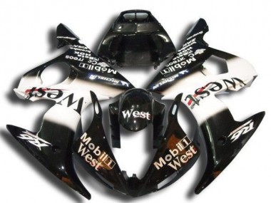 Carenados Moto Yamaha YZF R6 2003-2004 - Negro Brillante Blanco Mobil West Michelin Fabricantes