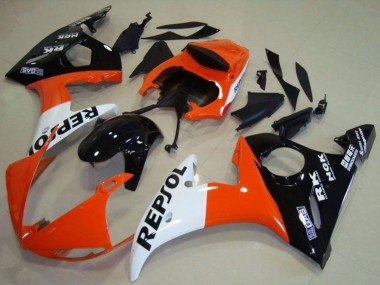 Carenado Moto Yamaha YZF R6 2003-2004 - Naranja Blanco Negro Brillante Repsol Fabricantes