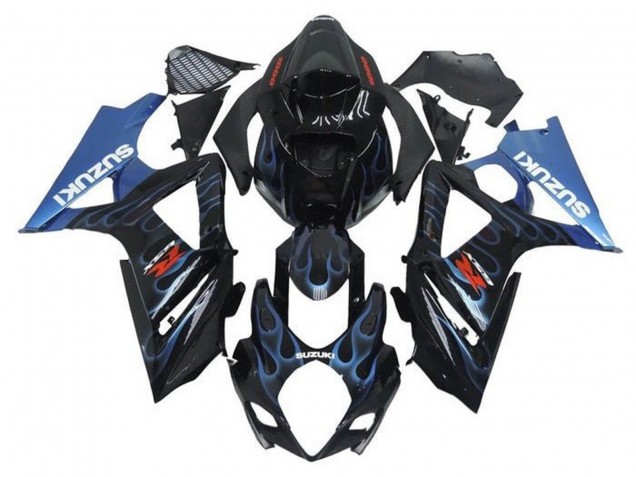 Carenados Moto Suzuki GSXR 1000 2005-2006 - Negro Azul Claro Llama Fabricantes