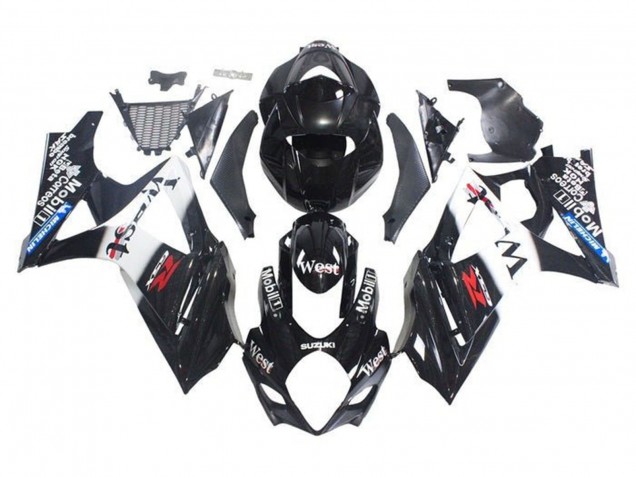 Carenados Moto Suzuki GSXR 1000 2005-2006 - Negro Brillante Blanco West Fabricantes