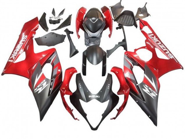 Carenado Moto Suzuki GSXR 1000 2005-2006 - Negro Mate Rojo Fabricantes