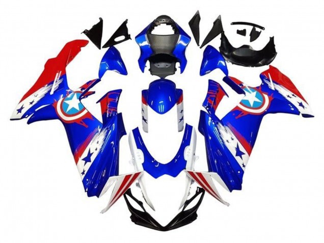 Carenados Moto Suzuki GSXR 600 / GSXR 750 2011-2024 - Azul Blanco Rojo Captain America Fabricantes
