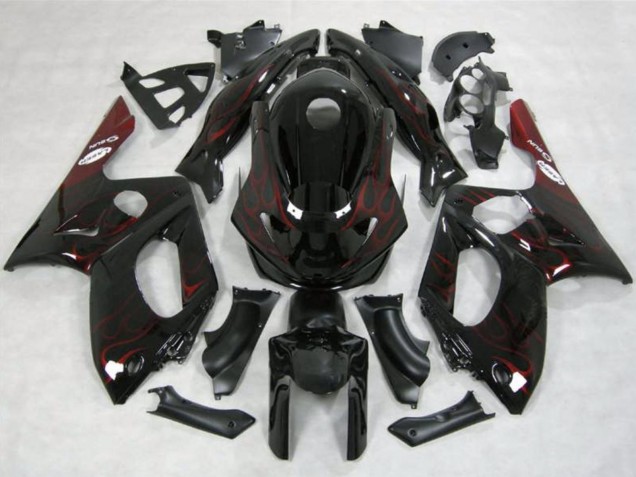 Carenados Moto Yamaha YZF600R Thundercat 1996-2007 - Negro Brillante Rojo Llama Fabricantes