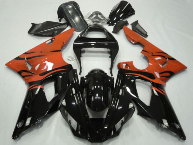 Carenados Moto Yamaha YZF 1000 R1 2000-2001 - Naranja Negro Brillante Llama Fabricantes
