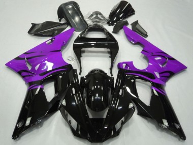 Carenados Moto Yamaha YZF 1000 R1 2000-2001 - Púrpura Negro Brillante Llama Fabricantes